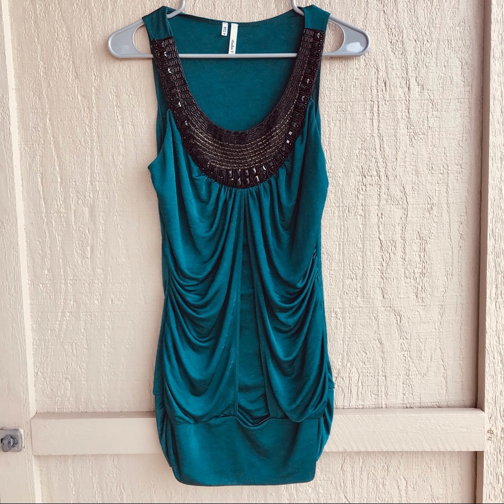 Studio Y Women's Emerald Green Form Fitting Mini Dress Size M